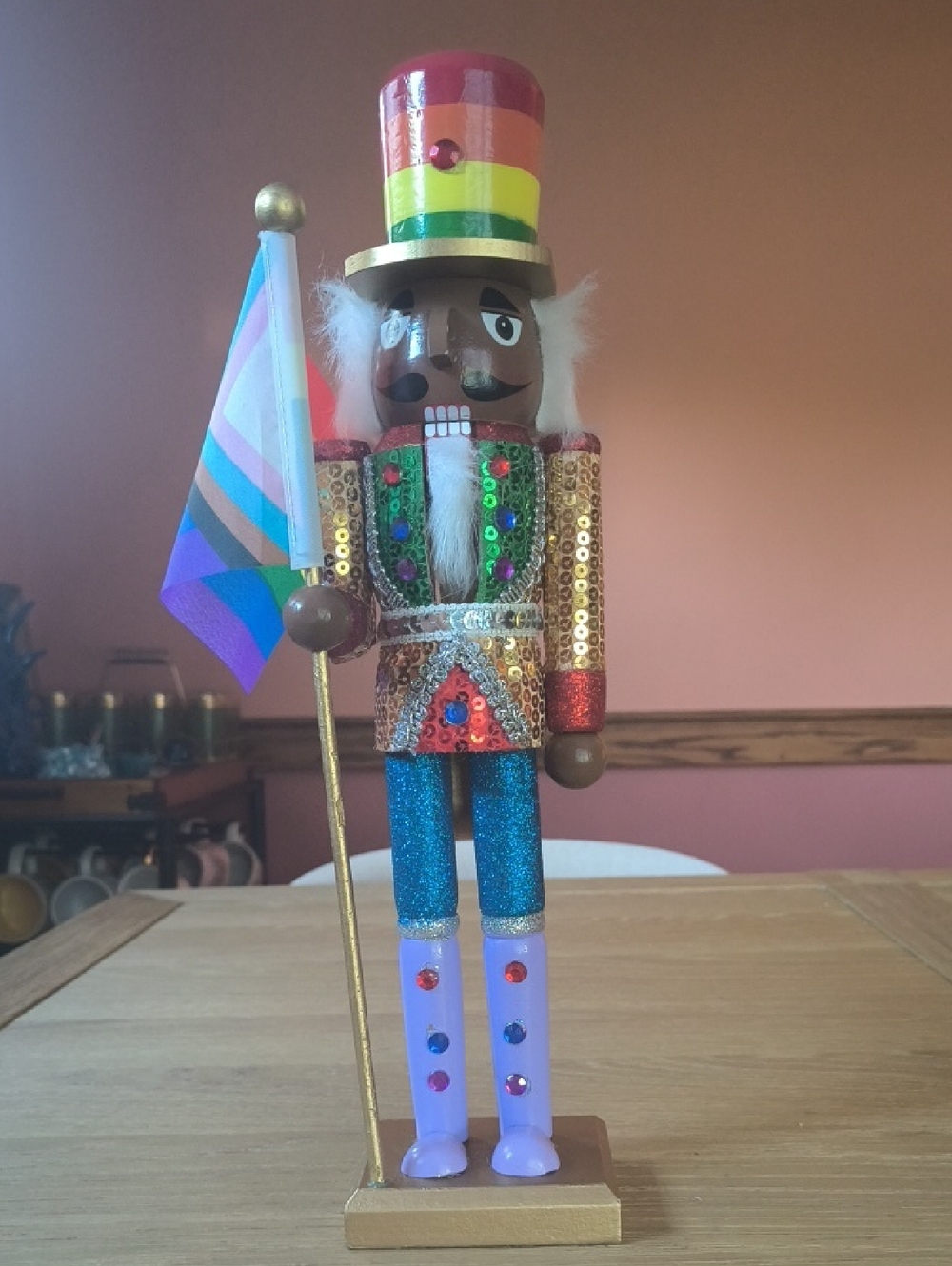 Pride Progress Soldier Nutcracker - 15" Wooden Decor ✨